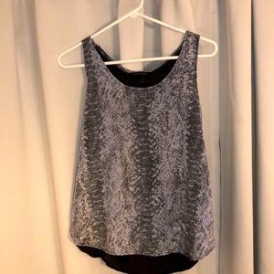 Snake Print Blue Grey Periwinkle Light Round Neck Tank Work Shell Cute Casual